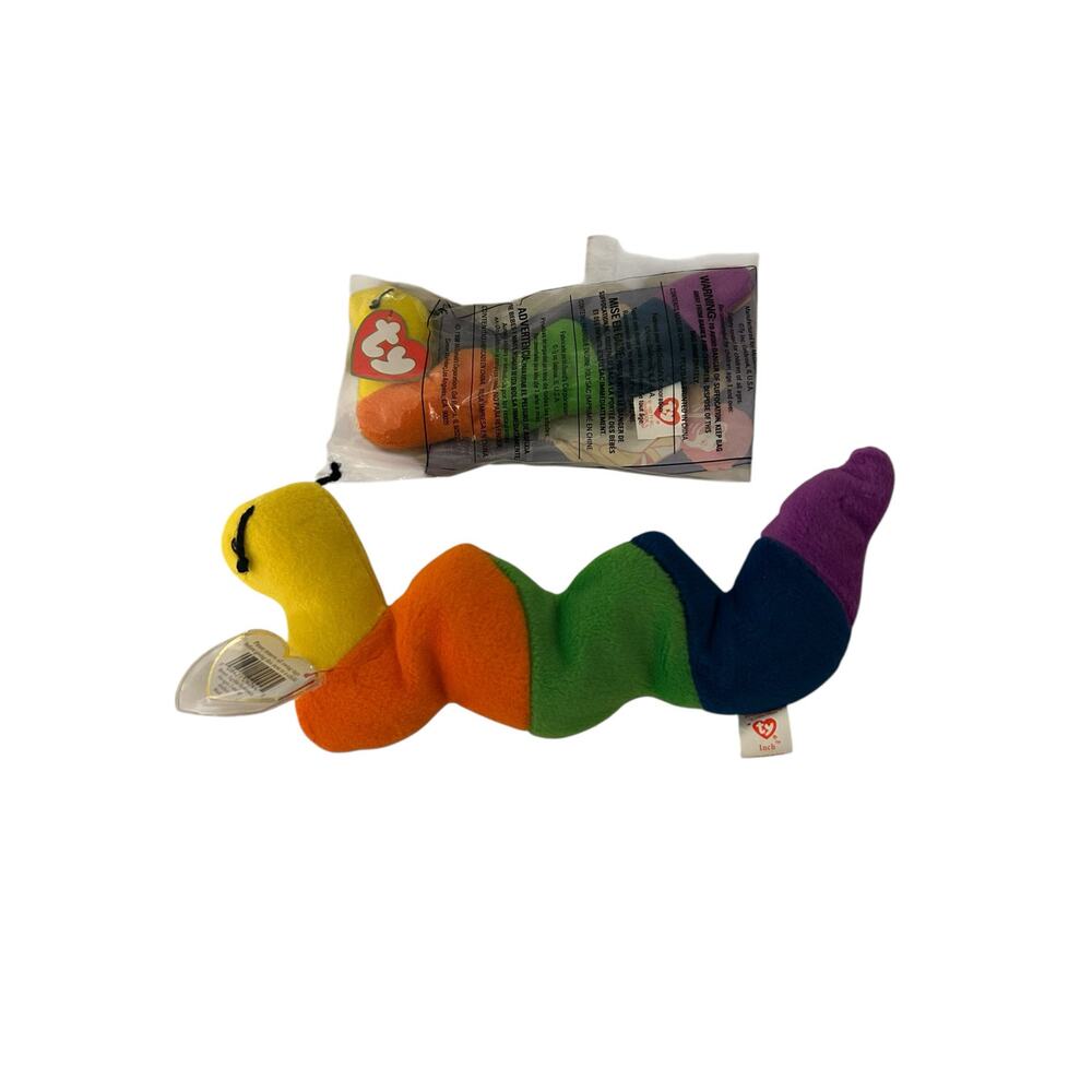 Ty Beanie Baby "Inch" the Inchworm Set 1996 PVC Pellets & 1998 Teenie Beanie NIP